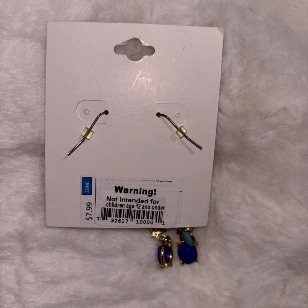 Blue and Gold Dangle Earrings - Picture 4 of 4